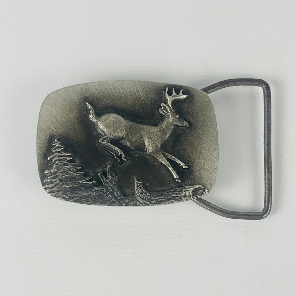 Vintage 1987 Pilgrim Pewter Co. Buck Wildlife Buckle Side Ball Tully